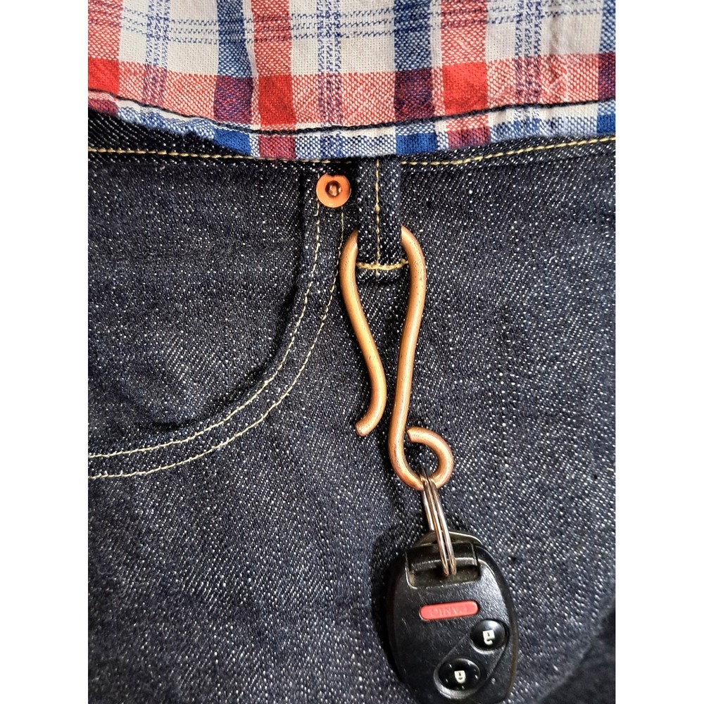 Metal Keychain Belt Clip Heavy Duty Keyring Handmade Copper Keyhook Gift Men USA